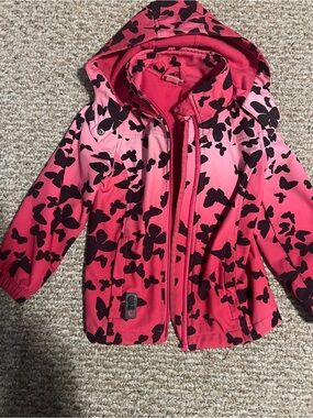 Source Unknown Pink Butterfly-Print Hooded Raincoat